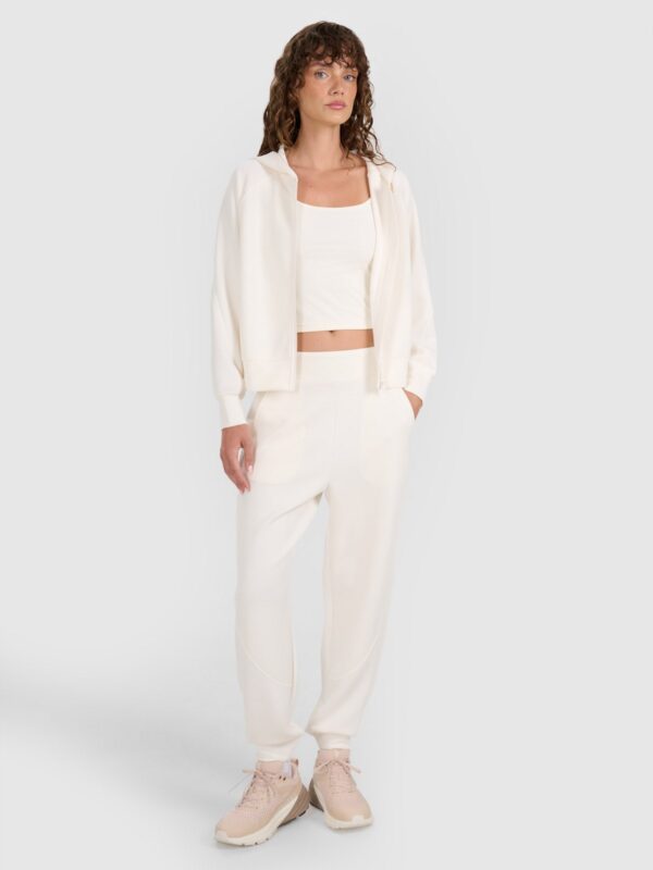 4F Bluza dresowa rozpinana z modalem damska - biała