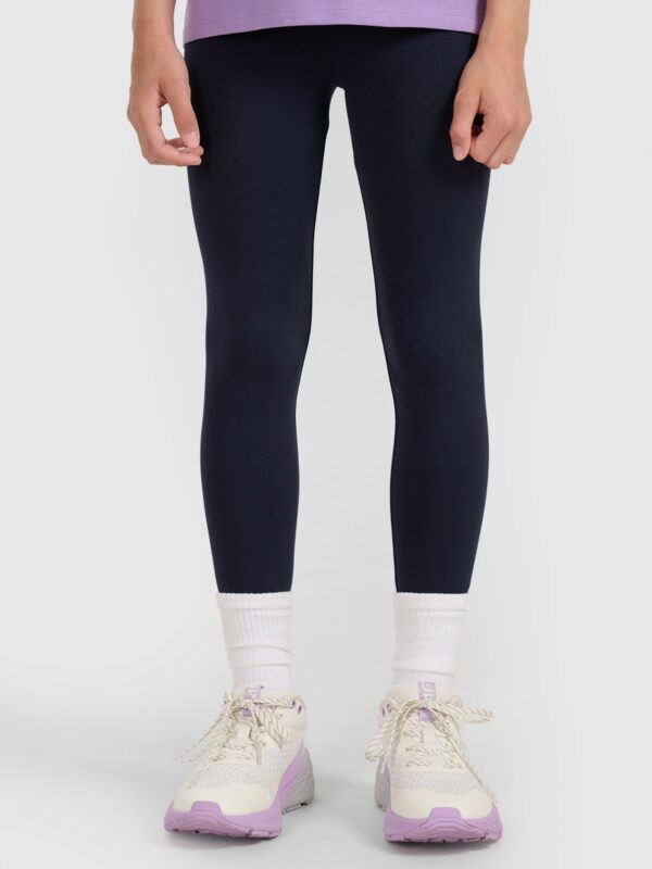 084c500e3ba20a2fd56fb4497afa9886cfa7a54f 4F Legginsy dzianinowe dziewczęce - niebieskie 128 (7-8 lat)