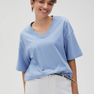 087b8225e56a524d506f366fdc4afaaecea7783f Luźny t-shirt z dekoltem w serek niebieski