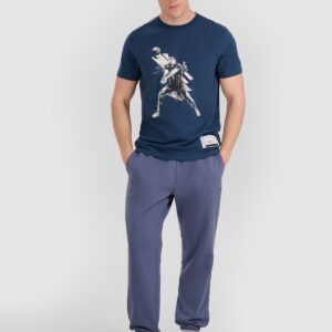 09b8d423a7b3a19185a7f0c96655f88abcfcd5b9 4F T-shirt regular z nadrukiem siatkarskim męski - granatowy