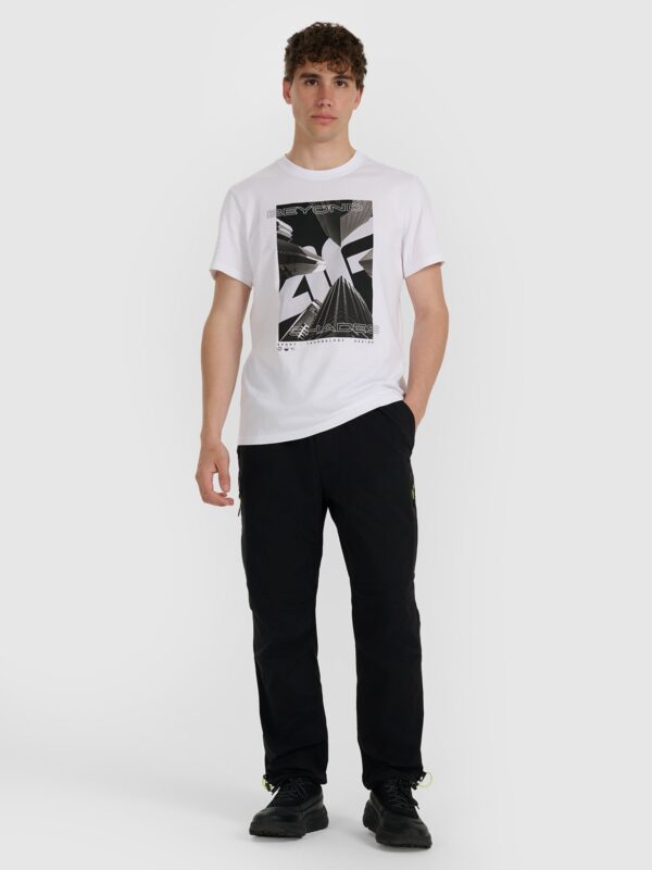 4F T-shirt regular z nadrukiem męski - biały