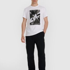 4F T-shirt regular z nadrukiem męski - biały