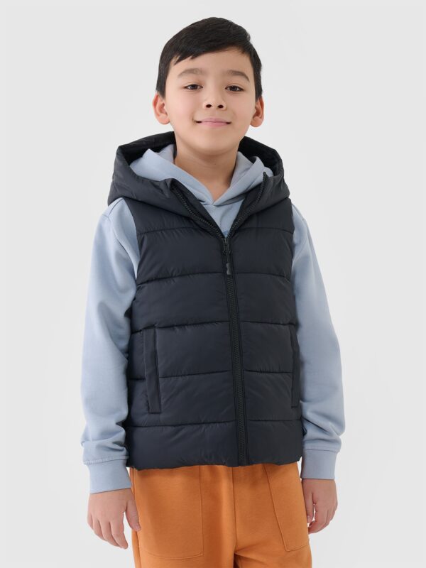 4F Bezrękawnik puchowy z wypełnieniem syntetycznym chłopięcy - czarny 122 (6-7 lat)