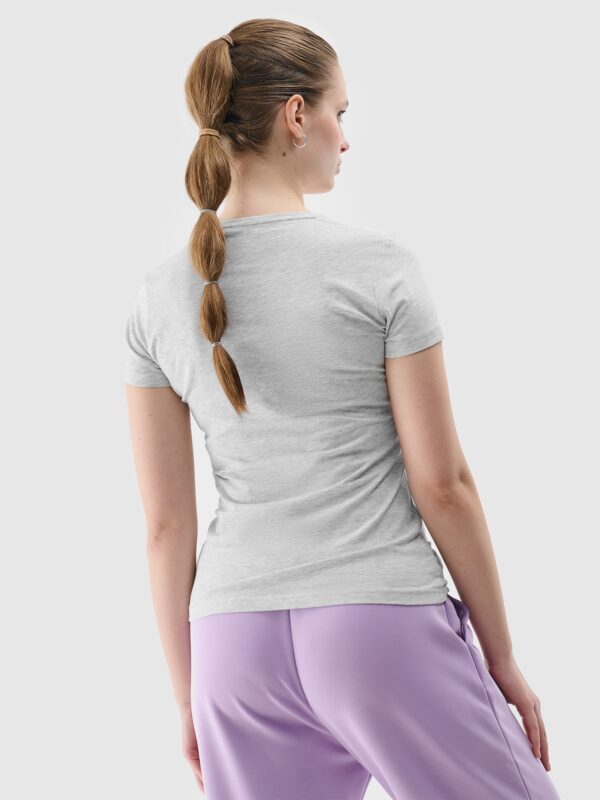 0a38282c92f73859b55ea285413d8fdbd5cb85d5 4F T-shirt slim z nadrukiem damski - szary