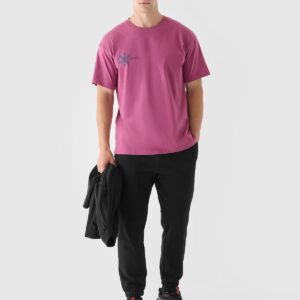 4F T-shirt oversize z nadrukiem męski - czerwony