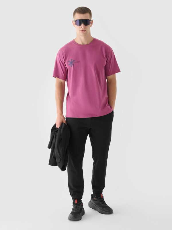 4F T-shirt oversize z nadrukiem męski - czerwony