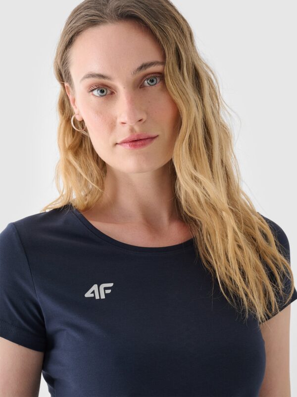 0b5cd61d376a8588a7ed69f8a942e9ffe46fe8f1 4F T-shirt slim gładki damski - granatowy