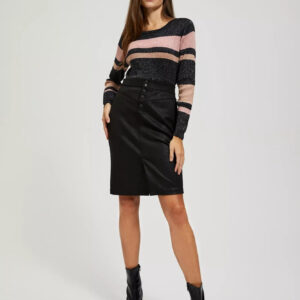 Ołówkowa spódnica z ozdobnymi guzikami czarna