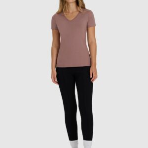 4F T-shirt slim gładki damski - beżowy