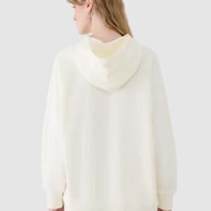 4F Bluza dresowa nierozpinana z kapturem damska - biała