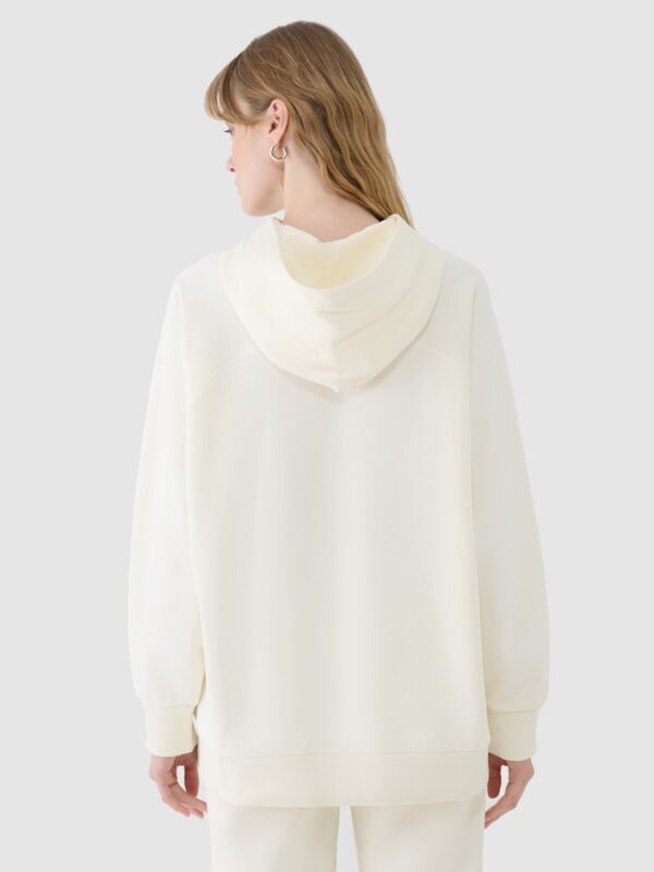 4F Bluza dresowa nierozpinana z kapturem damska - biała