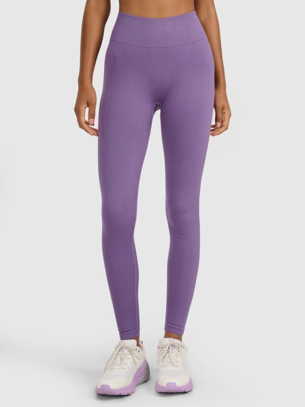 4F Legginsy treningowe bezszwowe damskie - fioletowe
