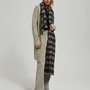 Szalik w kratę z metaliczną nitką czarny