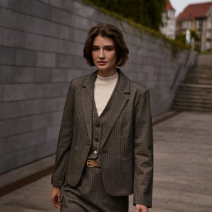 Jednorzędowa marynarka ciemnobeżowa