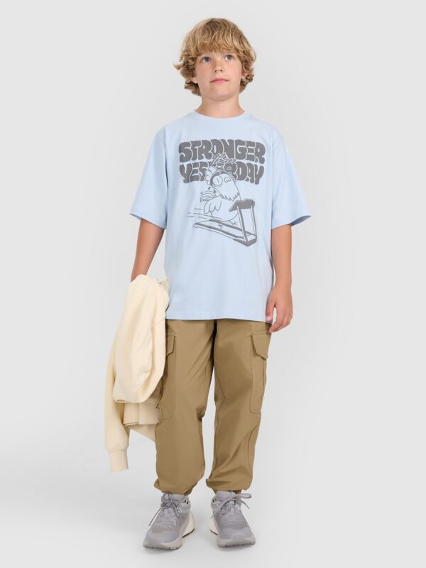 4F T-shirt oversize z nadrukiem chłopięcy - niebieski 146 (10-11 lat)