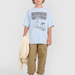 0d363e2d717ab3b389a0c4b296567b5bcd00b384 4F T-shirt oversize z nadrukiem chłopięcy - niebieski 146 (10-11 lat)