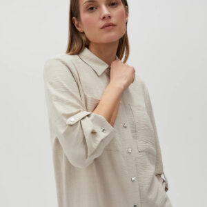 0d9ca48685c965f5b75b9bf4fb2e3d5702ea0475 Koszula z ozdobymi guzikami beżowa