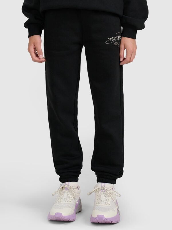 4F Spodnie dresowe joggery dziewczęce - czarne 128 (7-8 lat)