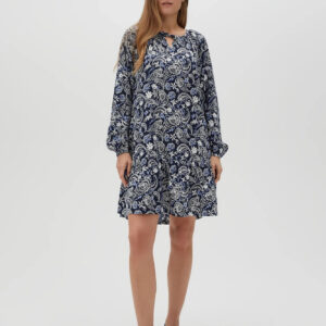 Wiskozowa sukienka z wzorem paisley granatowa