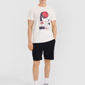4F T-shirt regular z nadrukiem męski - biały