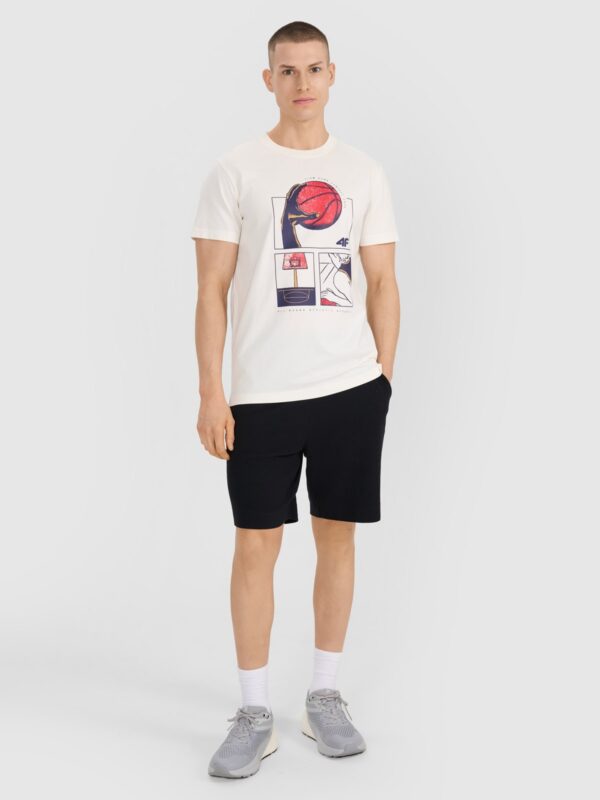4F T-shirt regular z nadrukiem męski - biały