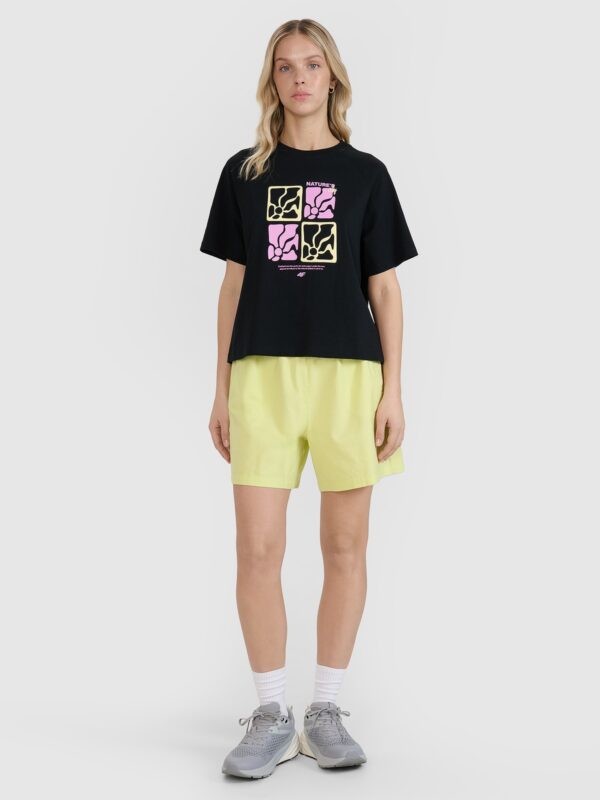 4F T-shirt oversize z nadrukiem damski - czarny