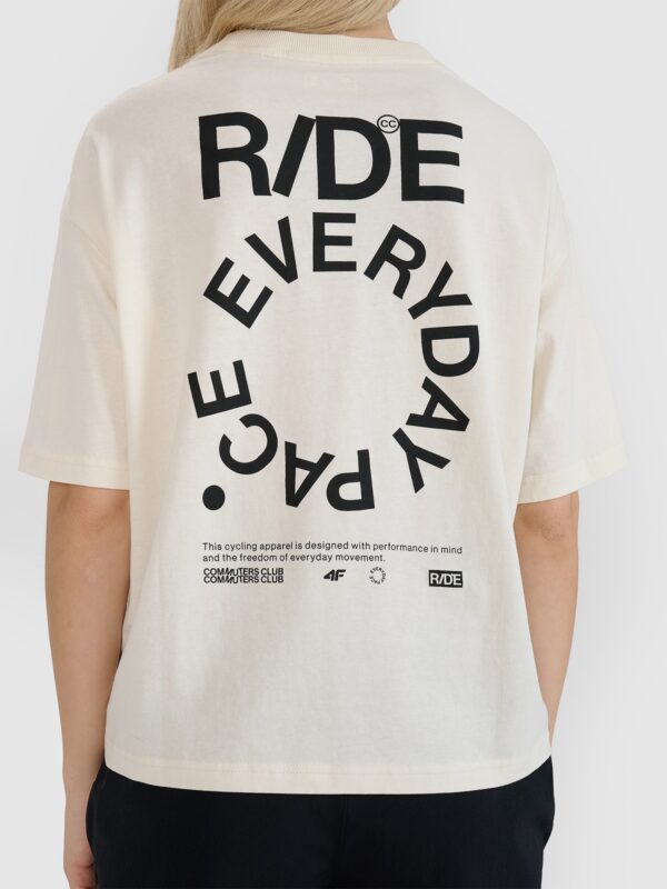 4F T-shirt oversize z nadrukiem damski - biały