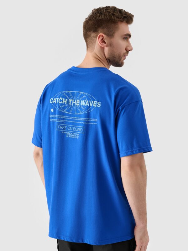 4F T-shirt oversize z nadrukiem męski - niebieski