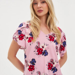 105a1bba71b96c1860af9633c709dbc8ff9d857f Wiskozowa koszula w kwiaty różowa