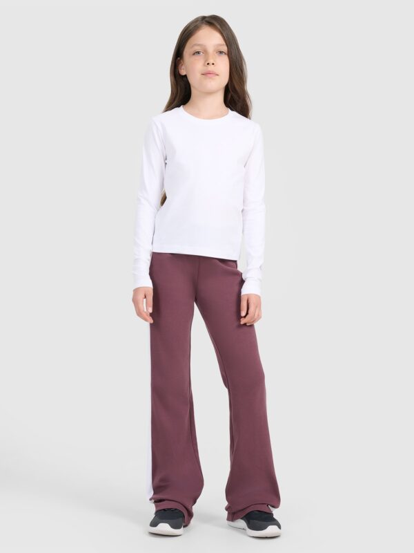 10e1aaba839947a515860055959c58615524c089 4F Longsleeve slim gładki dziewczęcy - biały 140 (9-10 lat)