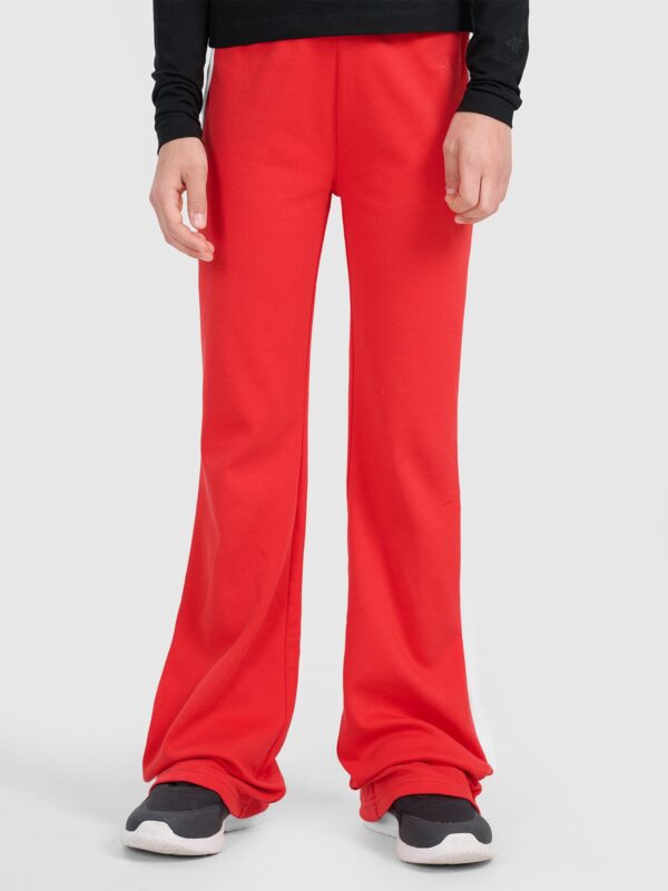 4F Spodnie dresowe z rozszerzanymi nogawkami dziewczęce - czerwone 140 (9-10 lat)