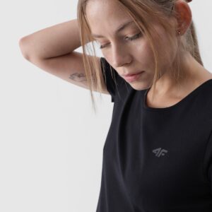118fc91d0a497f61ba0de553dcad73aa96c0e6af 4F T-shirt slim gładki damski - czarny