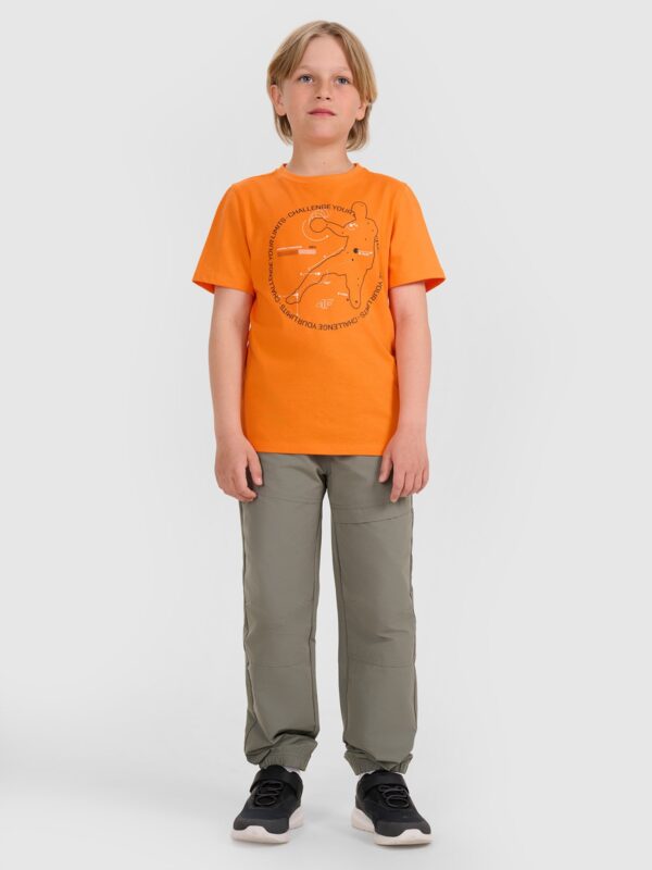 4F T-shirt regular z nadrukiem chłopięcy - pomarańczowy 128 (7-8 lat)