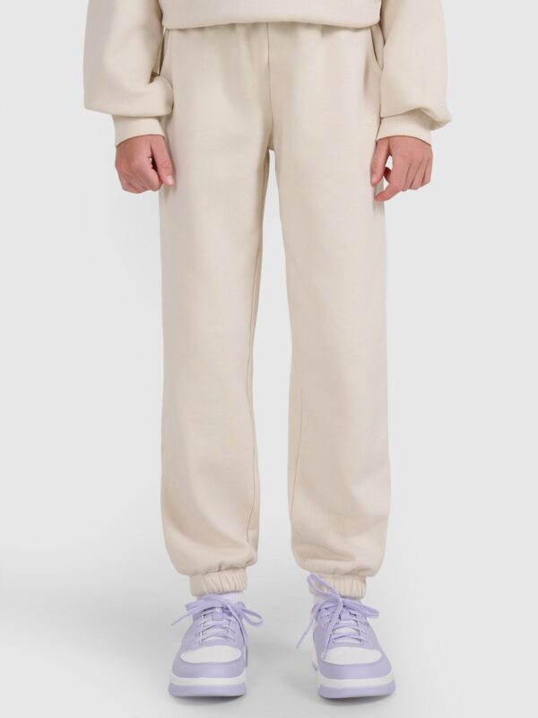 4F Spodnie dresowe joggery dziewczęce - białe 164 (13-14 lat)