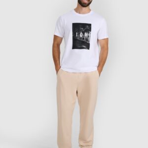 4F T-shirt regular z nadrukiem męski - biały