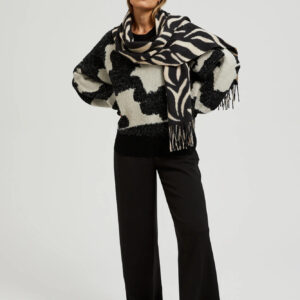 Szal w zwierzęcy wzór beżowy