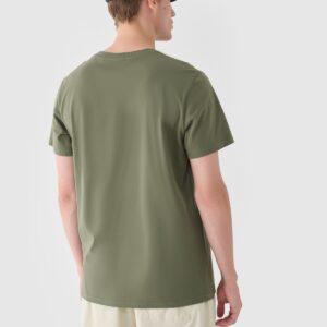 4F T-shirt regular z nadrukiem męski - khaki
