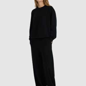 4F Bluza dresowa nierozpinana z modalem damska - czarna