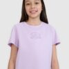 4F T-shirt regular z nadrukiem dziewczęcy - fioletowy 128 (7-8 lat)
