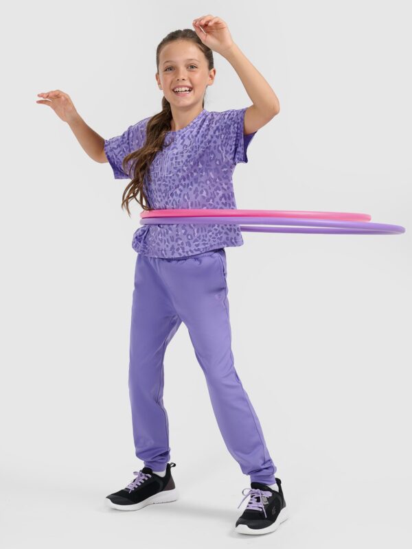 4F Crop-top sportowy szybkoschnący dziewczęcy - fioletowy 146/152 (10-12 lat)