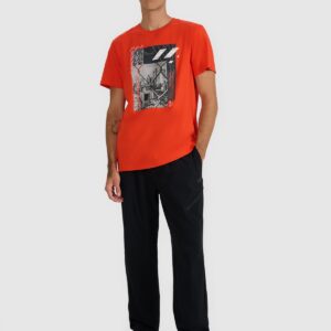 4F T-shirt regular z nadrukiem męski - czerwony