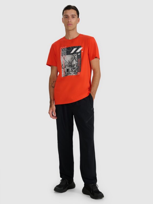 4F T-shirt regular z nadrukiem męski - czerwony