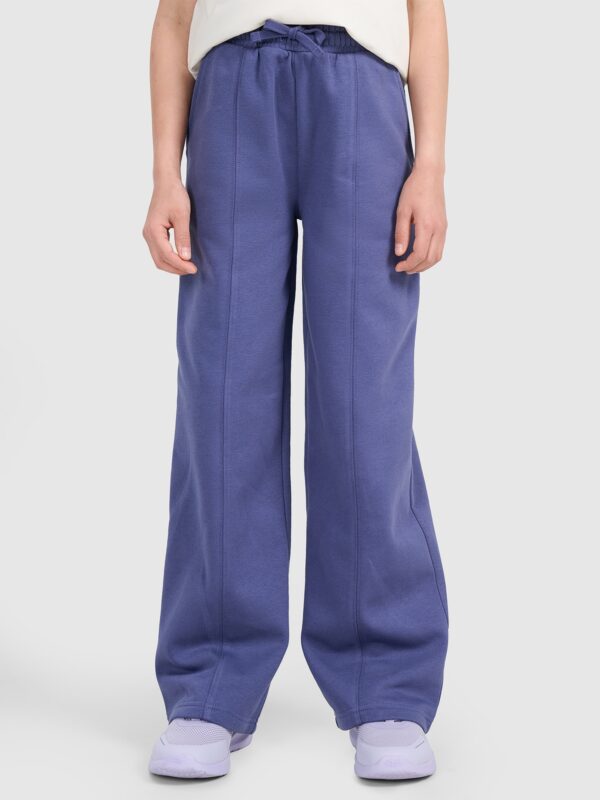 134998958144e63f20daebd613e2bbfa5bebdd1d 4F Spodnie dresowe z szerokimi nogawkami dziewczęce - granatowe 128 (7-8 lat)