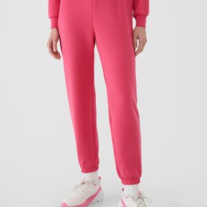 4F Spodnie dresowe joggery z modalem damskie - różowe