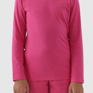 4F Longsleeve regular gladki dziewczęcy - różowy 140 (9-10 lat)