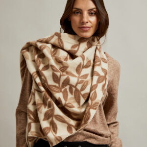 Szalik z wzorem kwiatów beżowy