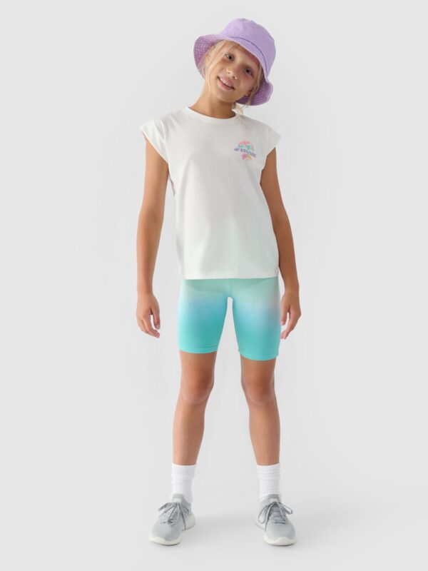 4F Top z nadrukiem dziewczęcy - biały 140 (9-10 lat)