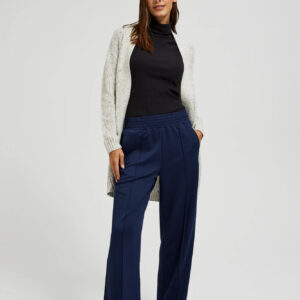 Spodnie z szerokimi nogawkami z gumą w talii granatowe