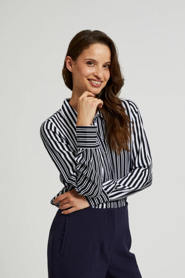 Koszula w paski z długimi rękawami czarna