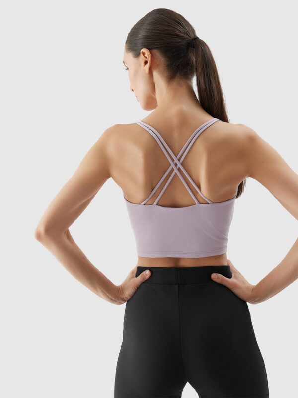4F Crop top do jogi i pilatesu z materiału z recyklingu damski - fioletowy